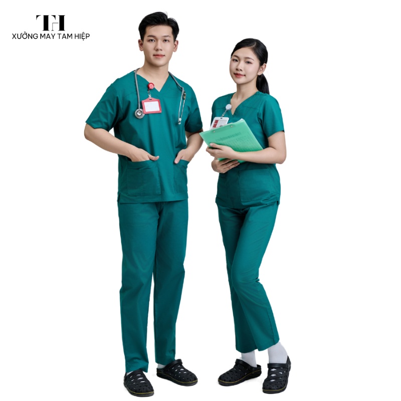 99+ mẫu áo Scrubs chất liệu vải Cotton Hàn lạnh đẹp, đạt chuẩn y tế, giá tại xưởng 16 Áo scrubs màu xanh cổ vịt chính là lựa chọn phổ biến nhất hiện nay