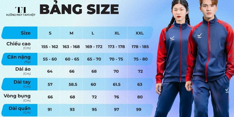 Xưởng may áo khoác đồng phục theo yêu cầu, 999+ mẫu đẹp, giá rẻ 11 Trên đây là bảng size đặt may áo khoác đồng phục theo yêu cầu