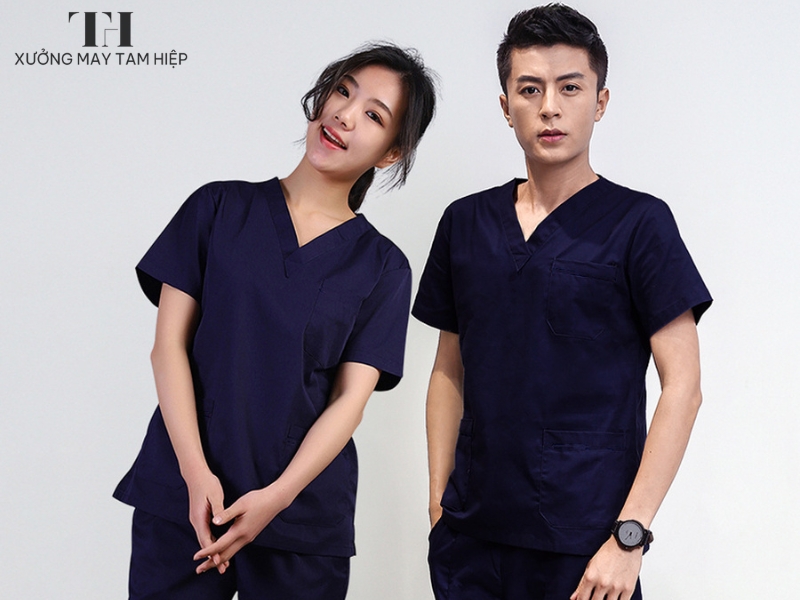 Mẫu đồng phục điều dưỡng nam màu xanh tím than
