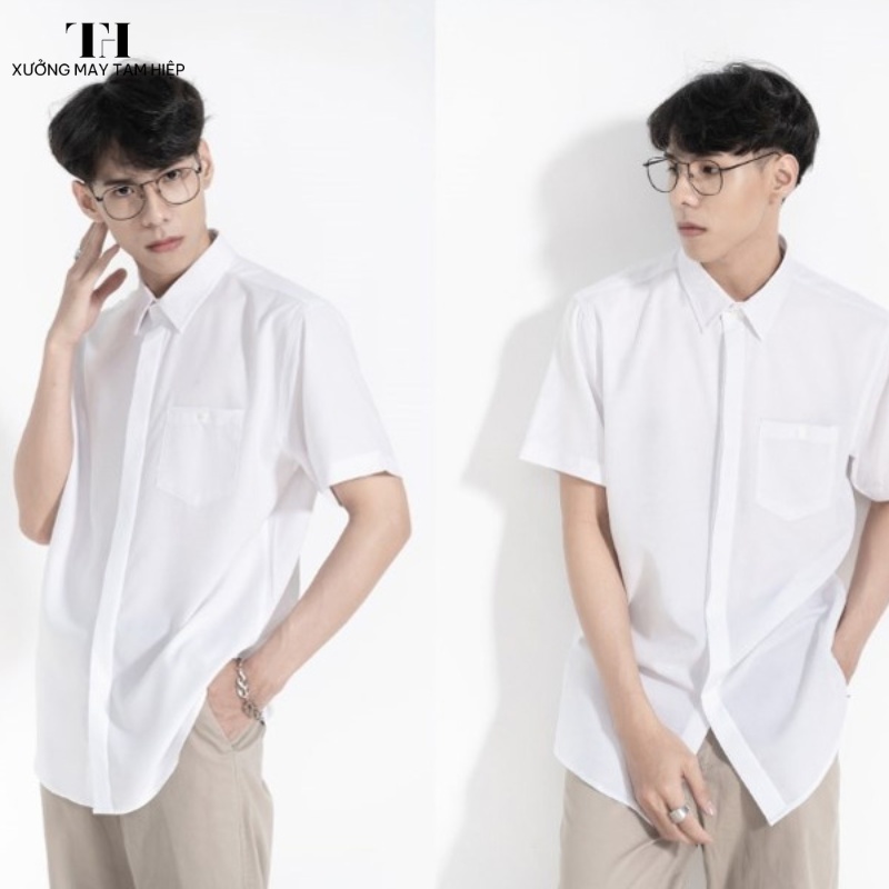 Đồng phục sơ mi học sinh 5 Đồng phục sơ mi unisex dáng suông phù hợp với nhiều vóc dáng cơ thể khác nhau, thích hợp cả nam và nữ.