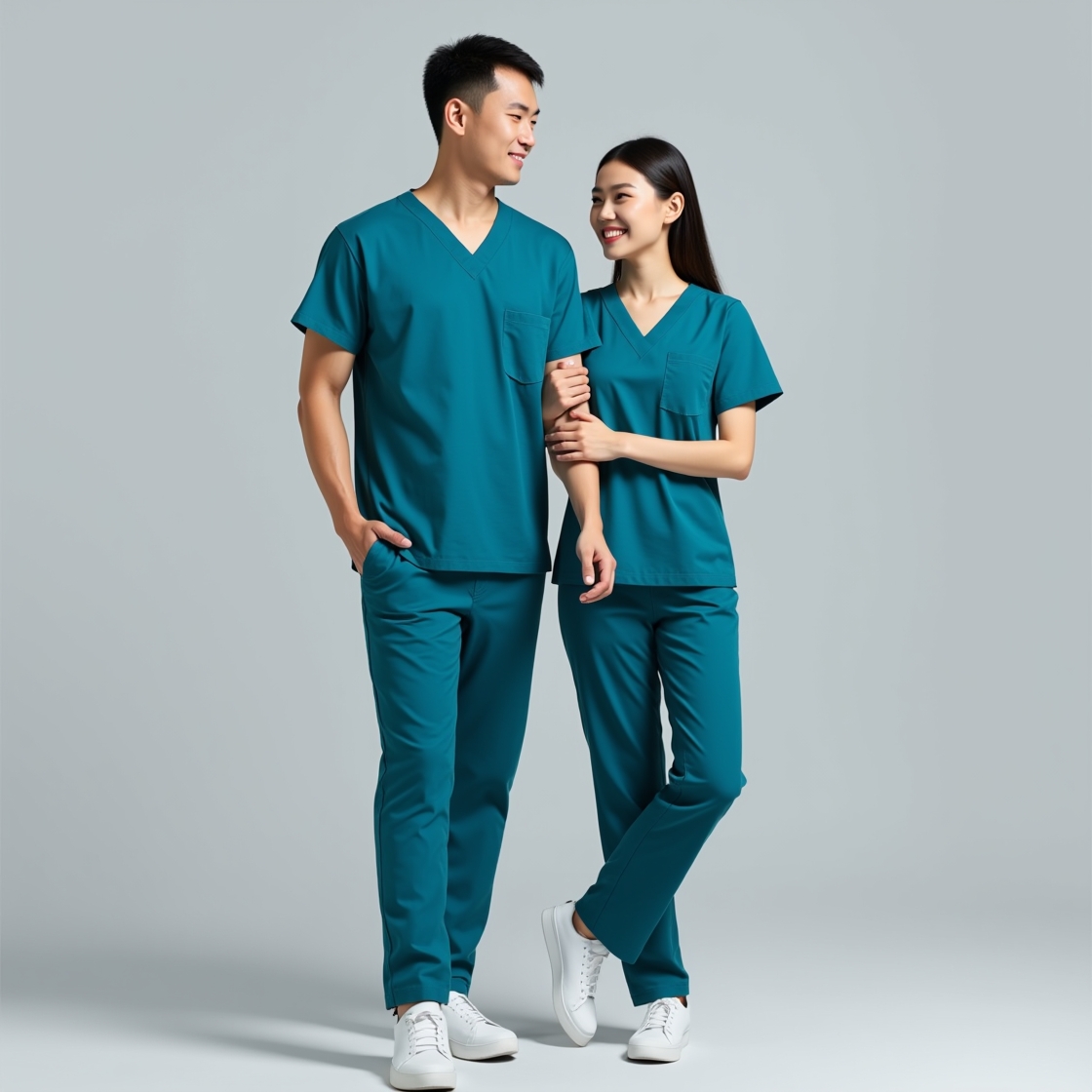 Bộ scrubs 12 Scrubs bác sĩ có thiết kế đơn giản, bao gồm áo và quần riêng biệt