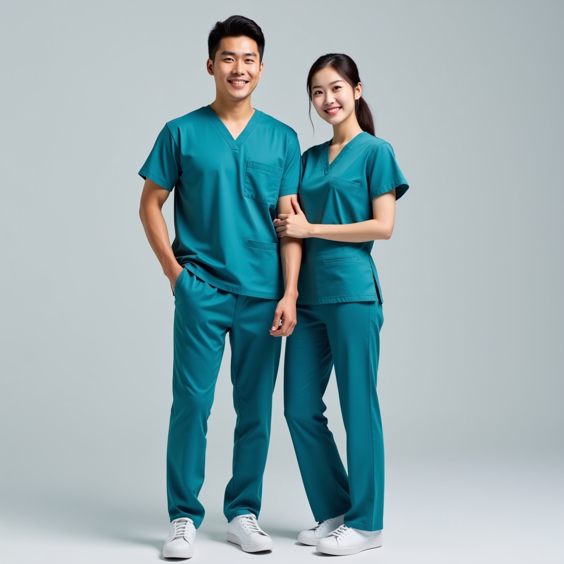 Bộ scrubs 18 Áo scrubs cổ V có thiết kế tinh tế với phần cổ áo hình chữ V