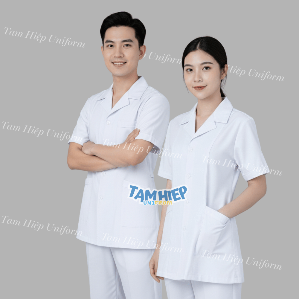 Xưởng May Đồng Phục Y Tế Xuất Khẩu Sang Thái Lan 2 Mẫu đồng phục y tế chất lượng cao: áo blouse, quần, mũ tiêu chuẩn xuất khẩu