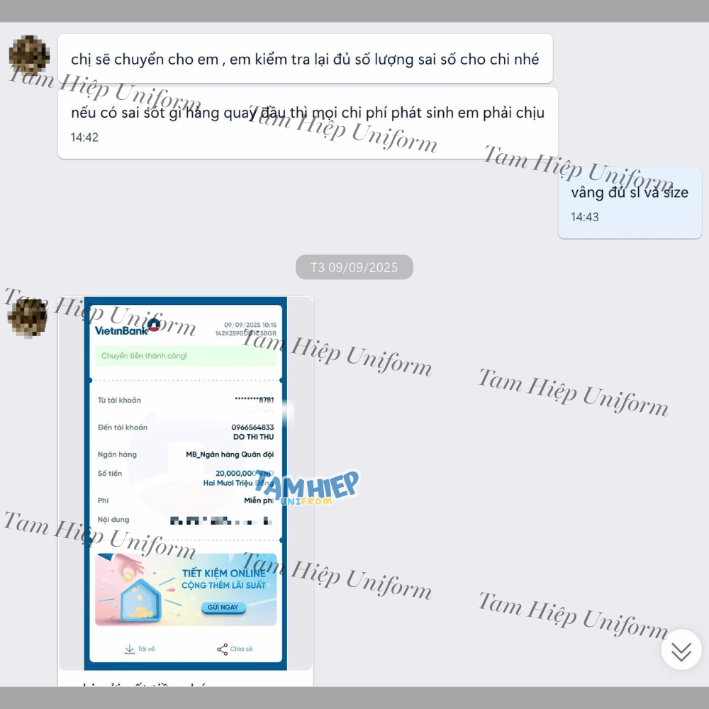 Khách hàng của Xưởng May Tam Hiệp
